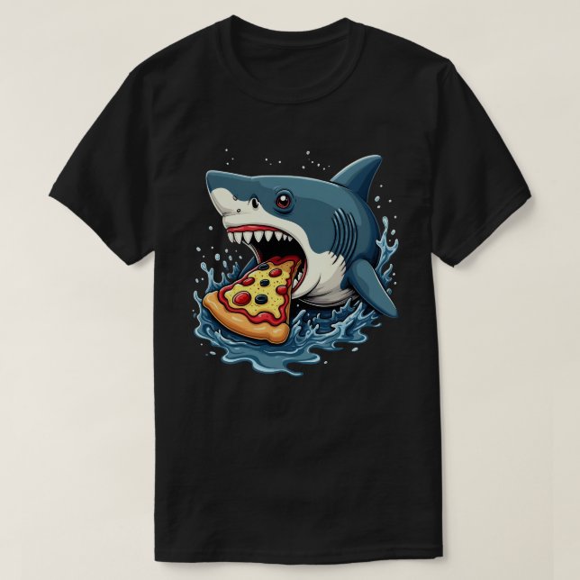Camiseta Tiburón comiendo pizza divertida Pizza Lover (Diseño del anverso)