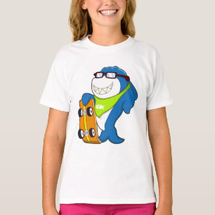 Camiseta Tiburón como patinador con monopatín