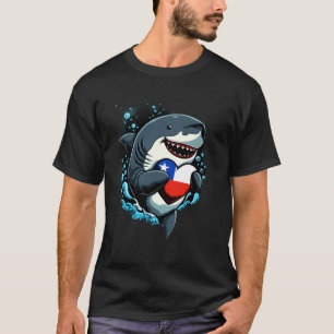 Camiseta Tiburón corazón de Chile Raíces chilenas Bandera d