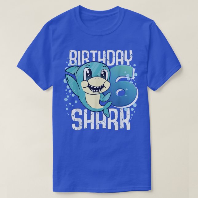 Camiseta Tiburón cumpleaños 6 años Shar (Diseño del anverso)