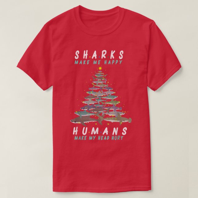 Camiseta Tiburón de árbol de navidad de 365 tiburones me ha (Diseño del anverso)