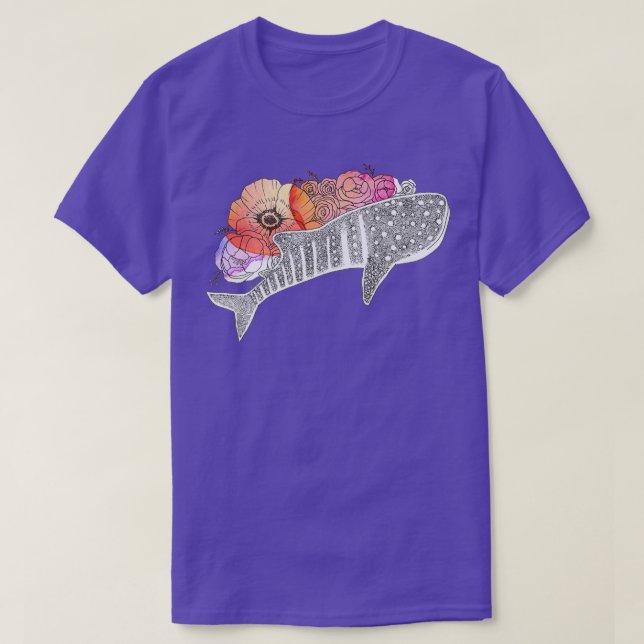 Camiseta Tiburón de ballena de flor acuática (Diseño del anverso)