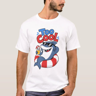 Camiseta Tiburón de dibujos animados de verano demasiado ge