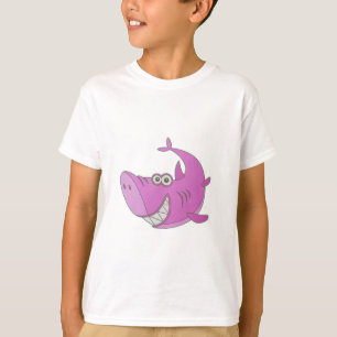 Camiseta Tiburón de dibujos animados rosa grande