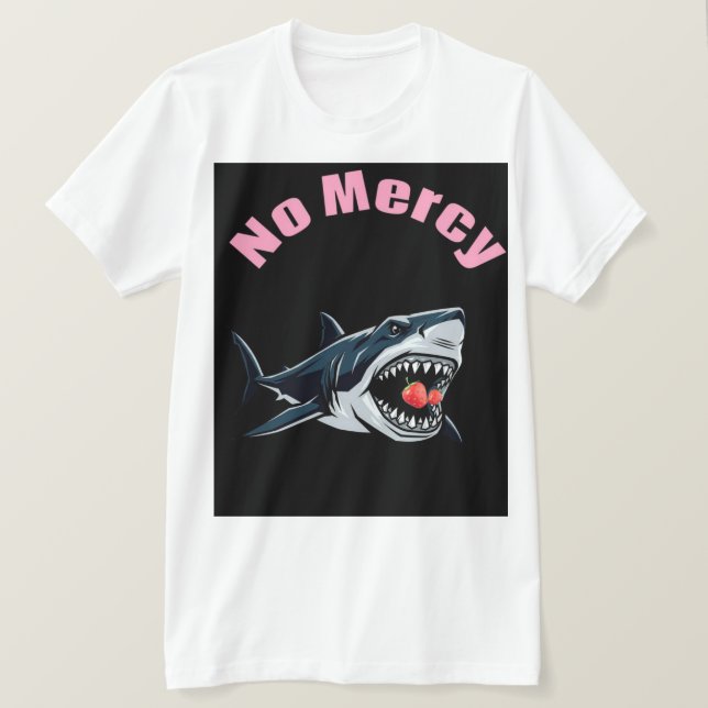 Camiseta Tiburón de Fresa Sin Misericordia (Anverso del diseño)