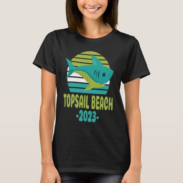 Camiseta Tiburón de la playa de Topsail de Carolina del Nor (Anverso)