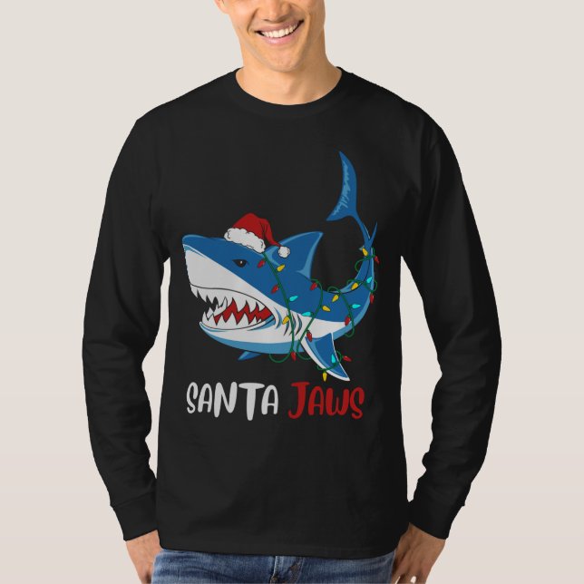 Camiseta Tiburón de Navidades divertidos de Santa Jaws (Anverso)