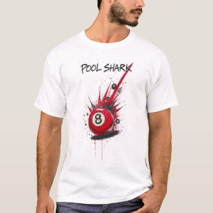 Camiseta Tiburón de Piscina Bola 8 Roja   Estilo de Arte de
