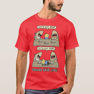 Camiseta Tiburón de puntuación de comas Vamos a comer gramá