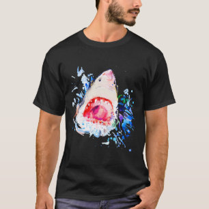 Camiseta Tiburón de tiburón con pintura manual