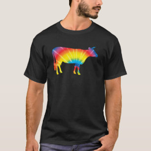 Camiseta Tiburón de tinte de bovino Arcoiris Impresión de v