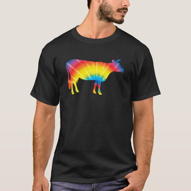 Camiseta Tiburón de tinte de bovino Arcoiris Impresión de v (Anverso)