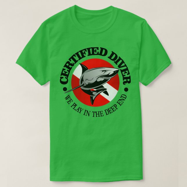 Camiseta Tiburón del buzo certificado (Diseño del anverso)
