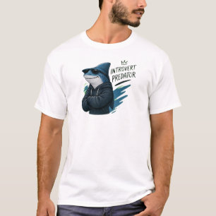 Camiseta Tiburón depredador introvertido genial con gafas d