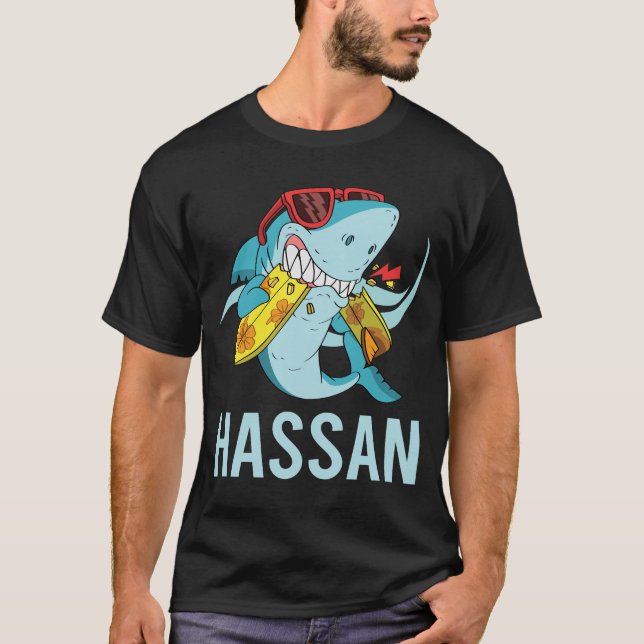 Camiseta Tiburón Divertido - Hassan Name (Anverso)