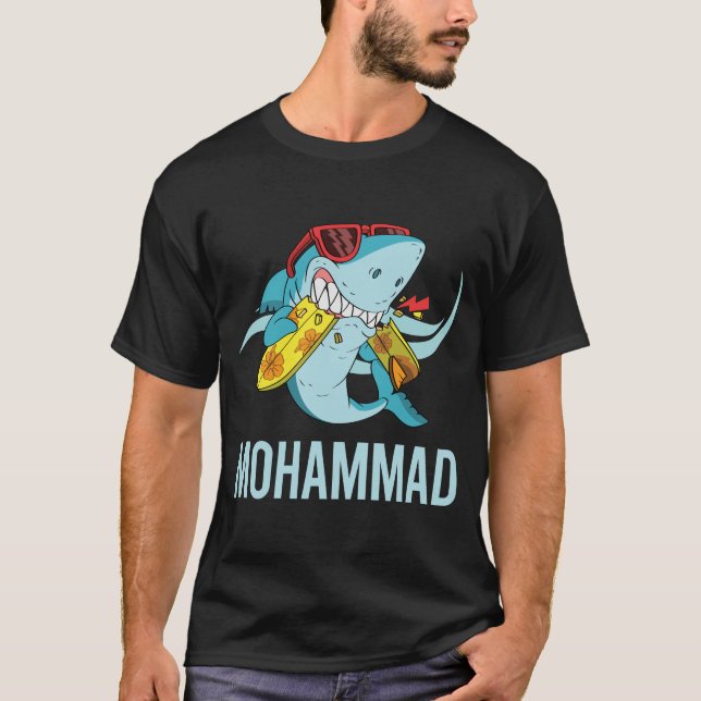Camiseta Tiburón Divertido - Mohammad Nombre (Anverso)