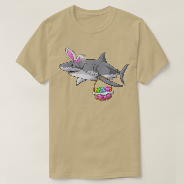 Camiseta Tiburón dulce con canasta de Pascua y orejas de co (Diseño del anverso)