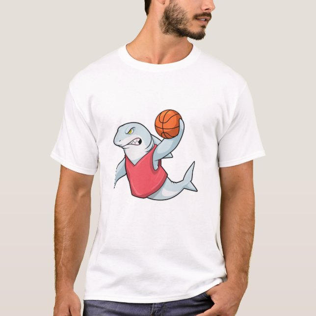 Camiseta Tiburón en deportes con baloncesto (Anverso)