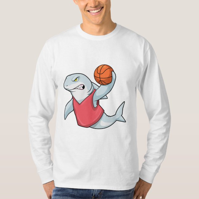 Camiseta Tiburón en deportes con baloncesto (Anverso)