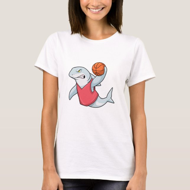 Camiseta Tiburón en deportes con baloncesto (Anverso)