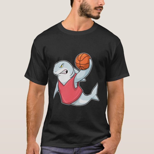 Camiseta Tiburón en deportes con baloncesto (Anverso)