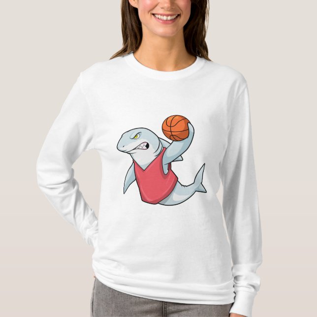 Camiseta Tiburón en deportes con baloncesto (Anverso)