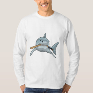 Camiseta Tiburón en el béisbol con bate de béisbol