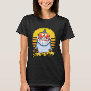 Camiseta Tiburón en verano Retro Sunset Beach Vacaciones Sh