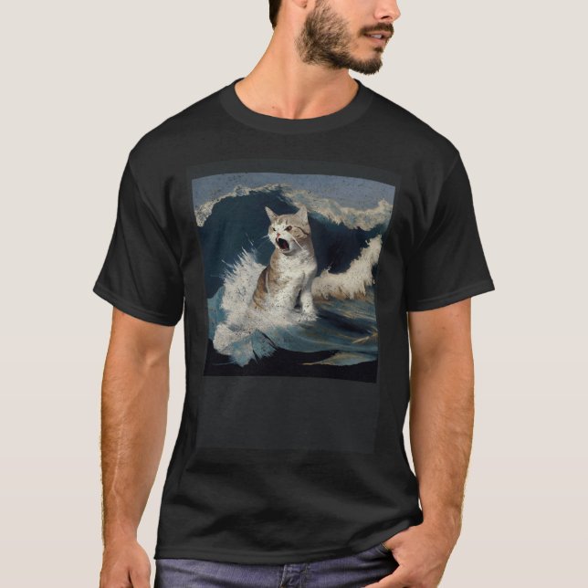 Camiseta Tiburón gato olas (Anverso)