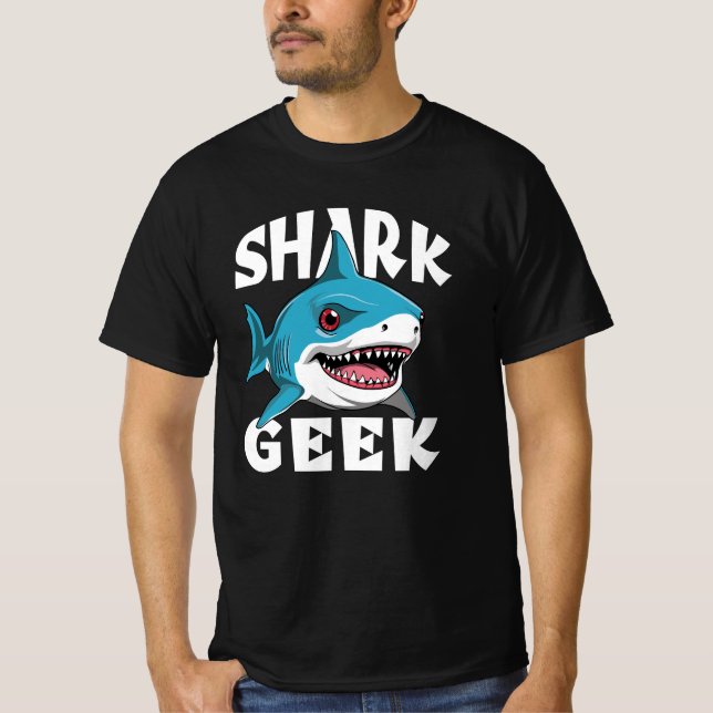 Camiseta Tiburón Geek - Diseño lindo para los amantes del t (Anverso)
