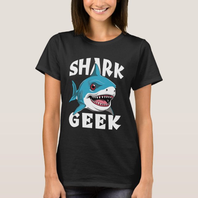 Camiseta Tiburón Geek - Diseño lindo para los amantes del t (Anverso)
