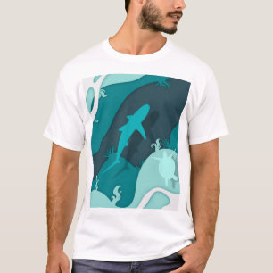 Camiseta Tiburón genial y arte abstracto de tortuga