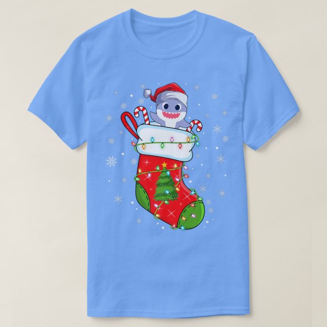 Camiseta Tiburón gracioso en Navidades agarra navidades de  (Diseño del anverso)