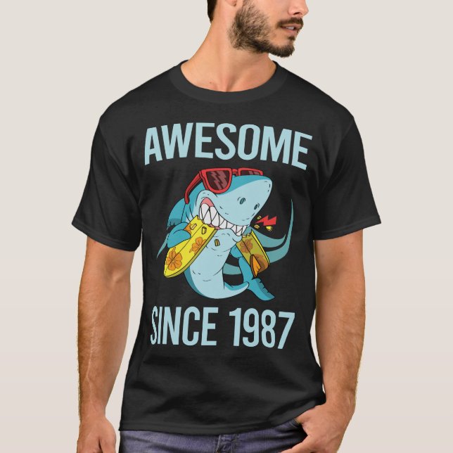 Camiseta Tiburón gracioso - Increíble desde 1987 (Anverso)