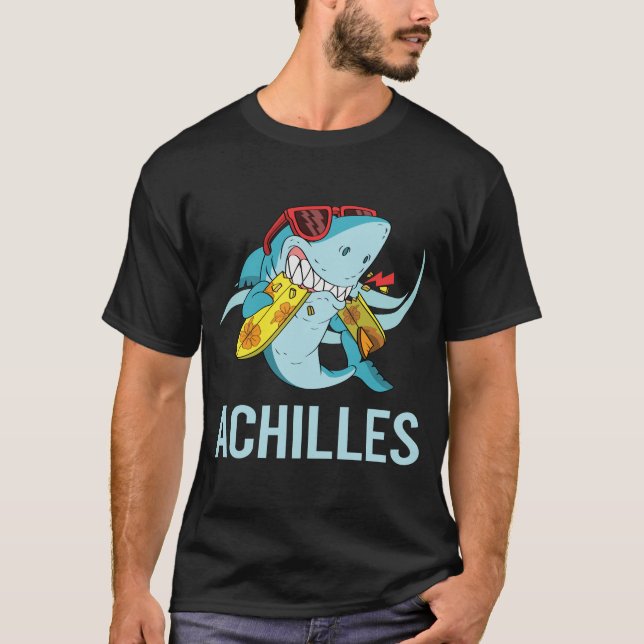 Camiseta Tiburón gracioso - Nombre de Aquiles (Anverso)
