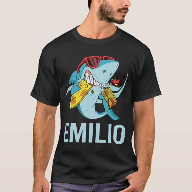 Camiseta Tiburón gracioso - Nombre Emilio (Anverso)