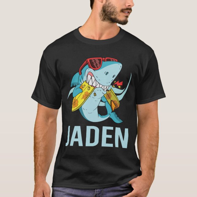 Camiseta Tiburón gracioso - Nombre Jaden (Anverso)