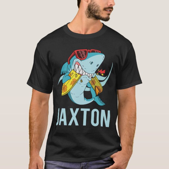 Camiseta Tiburón gracioso - Nombre Jaxton (Anverso)