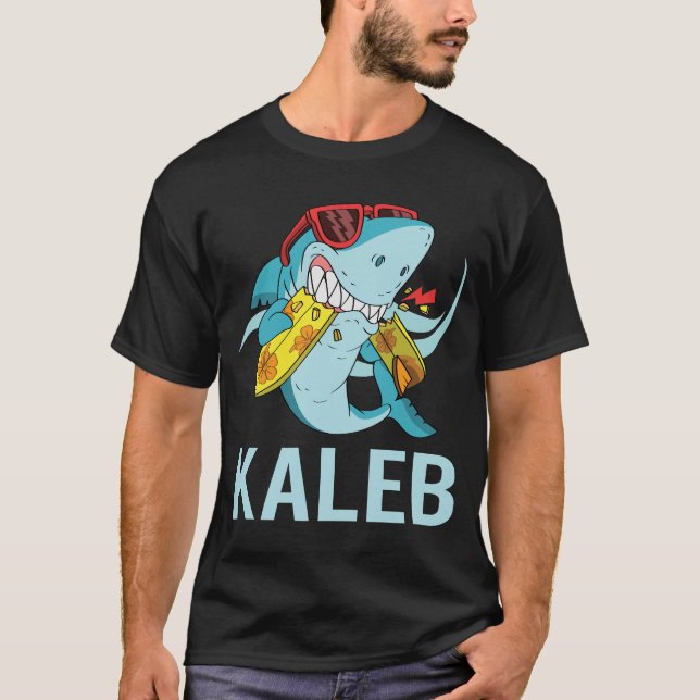 Camiseta Tiburón gracioso - Nombre Kaleb (Anverso)