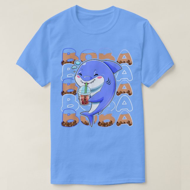 Camiseta Tiburón Kawaii Boba Cute Anime Tiburón Kawaii Tea  (Diseño del anverso)