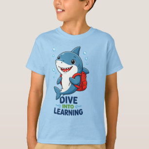 Camiseta Tiburón lindo se sumerge en el aprendizaje de vuel