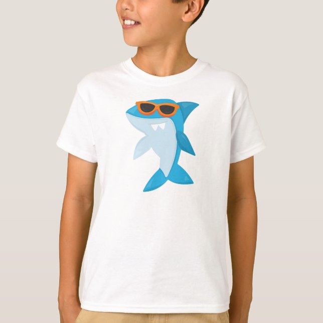 Camiseta Tiburón lindo, tiburón Guay, tiburón con gafas de  (Anverso)
