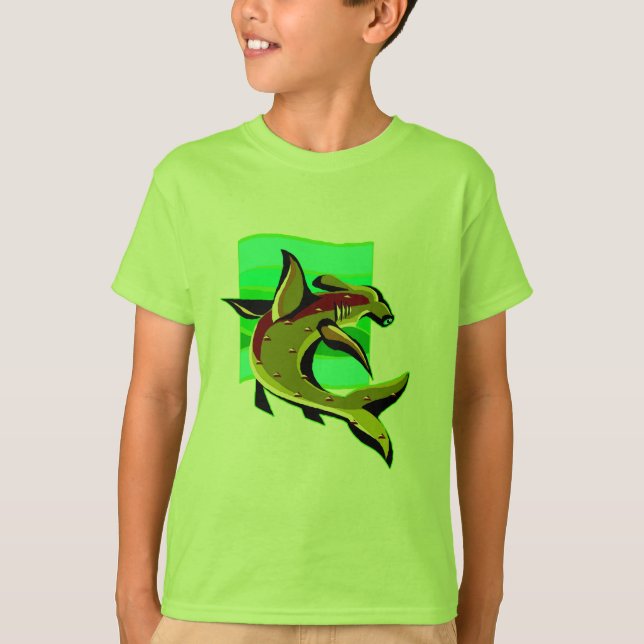 Camiseta Tiburón martillo verde (Anverso)