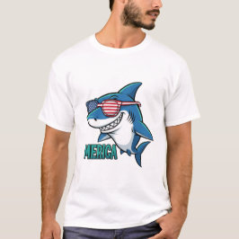 Camiseta Tiburón Patriótico 'Merica Gafas de Sol Divertidas