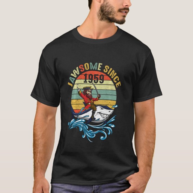 Camiseta Tiburón pirata de cumpleaños 1959 60º retro Jawsom (Anverso)