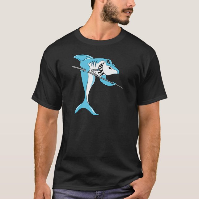 Camiseta Tiburón que juega billares (Anverso)