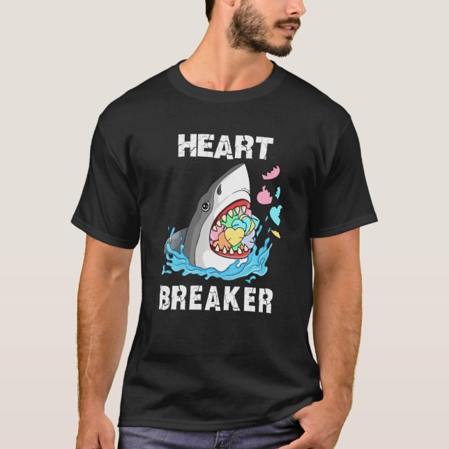 Camiseta Tiburón Que Respira El Corazón Y Endulces Valentin (Anverso)