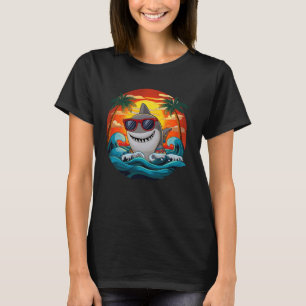 Camiseta Tiburón retro en gafas de sol Océano de verano ata