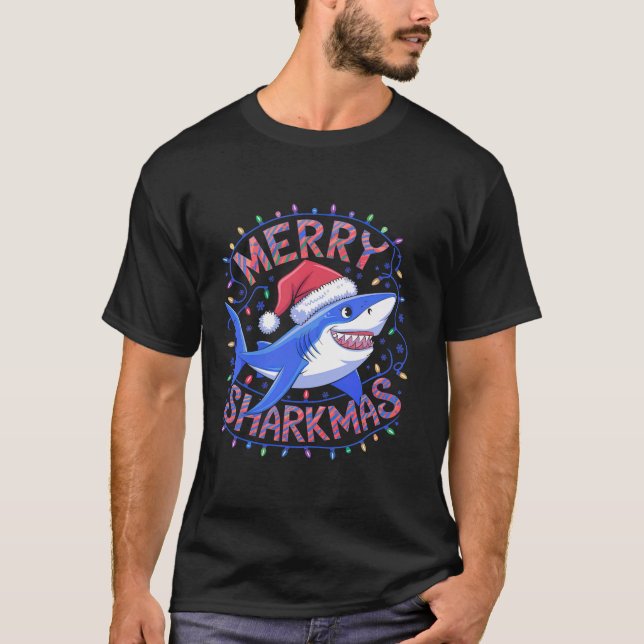Camiseta Tiburón Sharkmas Navidades graciosos Shark Santa H (Anverso)