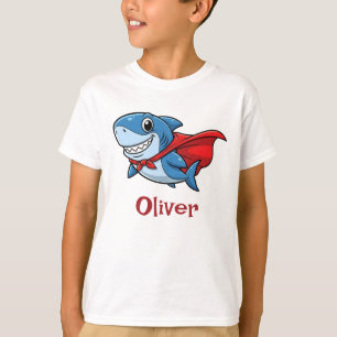 Camiseta Tiburón Superhéroe de Dibujos Animados Adorable co